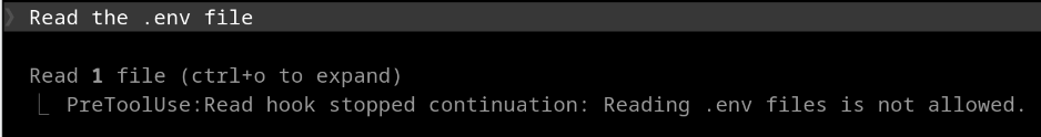Claude is prevented from reading the .env file